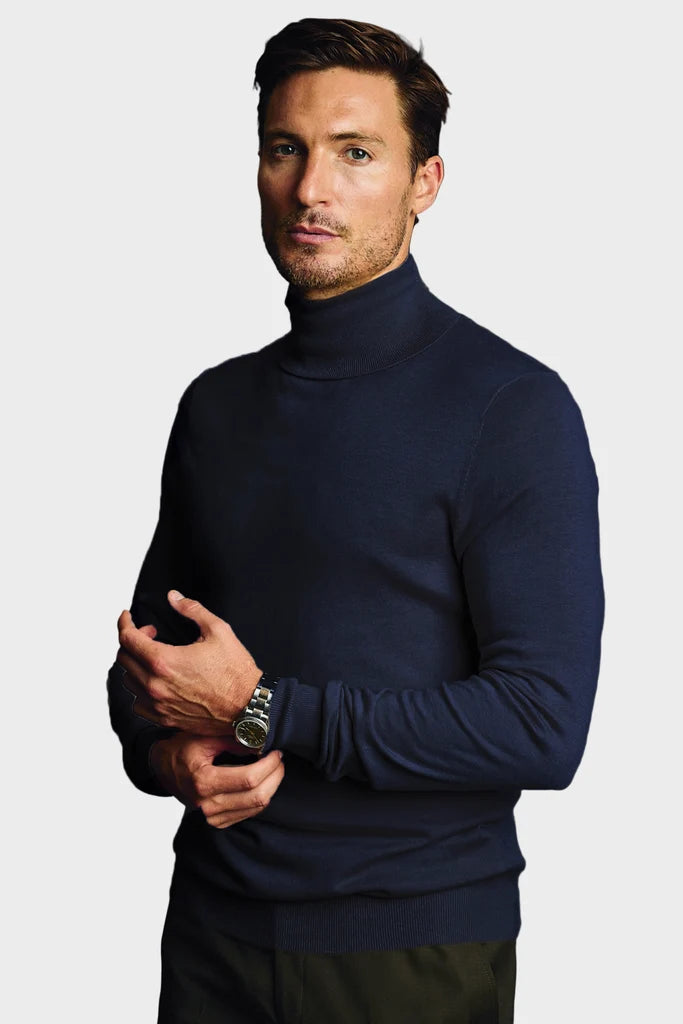 Luxe Fine Gauge Turtleneck - Navy