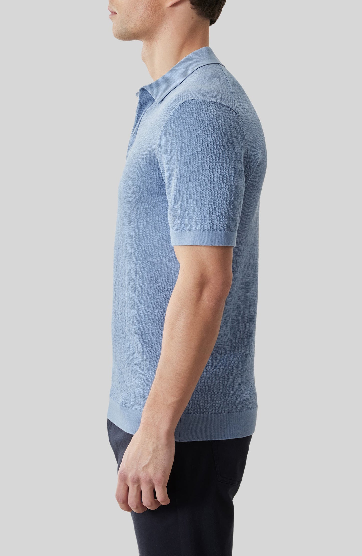 Halric SS Placket Polo - Washed Blue