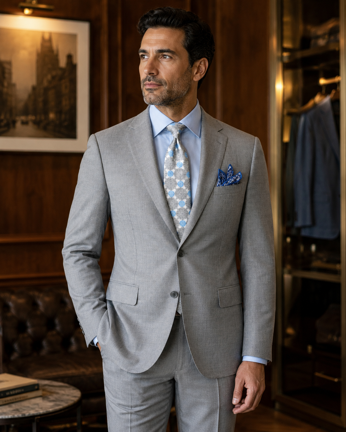 Pearl Grey Ultra Motion Suit Jacket by Trivento