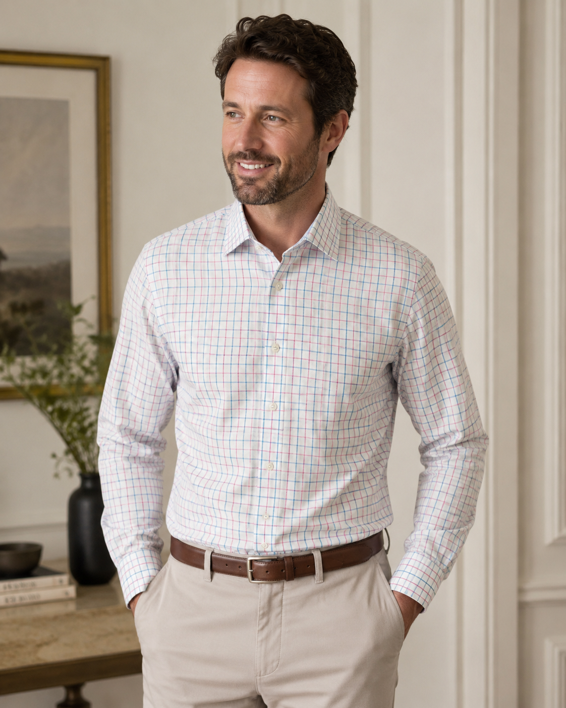 Leeward No Tuck - True Pink Watershed Plaid