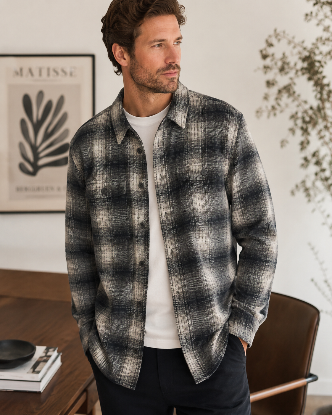 Navy/Grey Plaid Overshirt