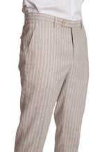 Load image into Gallery viewer, Downing Dress Pants - Tan White Pinstripes
