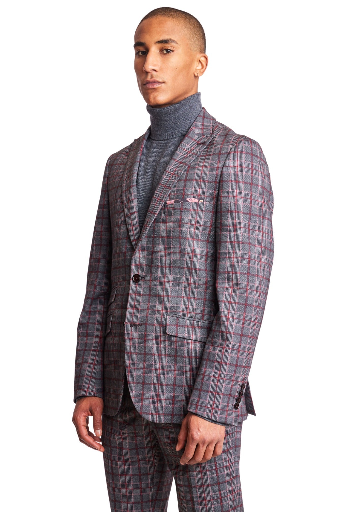 Ashton - Charcoal Burgundy Pink Check