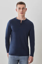 Load image into Gallery viewer, The Barakett Long-Sleeve Henley - Blue Night