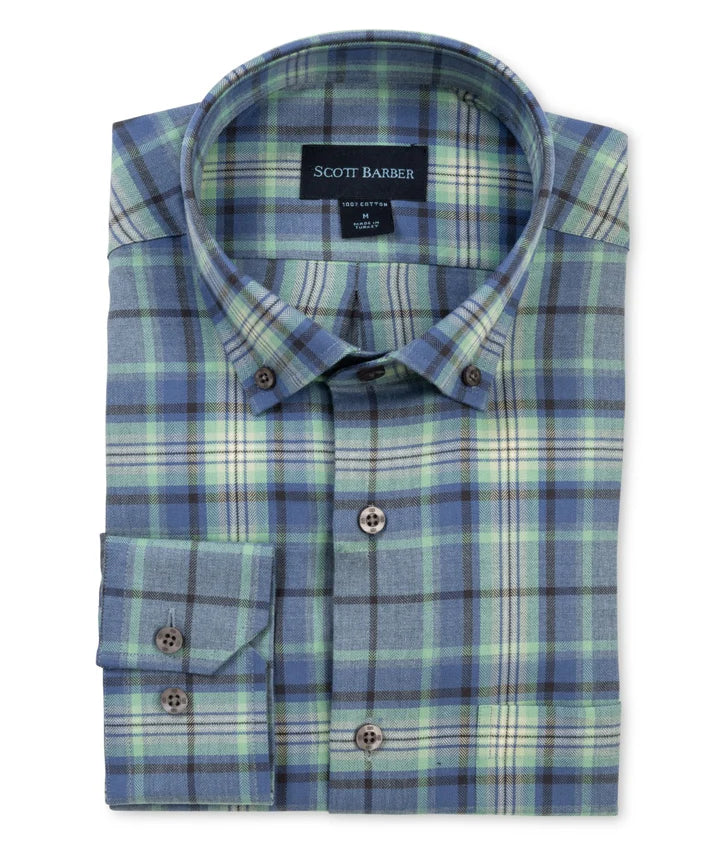 Herringbone Twill Plaid - Blue/Grey