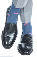 Load image into Gallery viewer, Indigo Blue with Red, White and Blue American Flag Sock