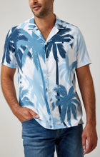 Load image into Gallery viewer, Light Blue Palms Short Sleeve Resort Shirt