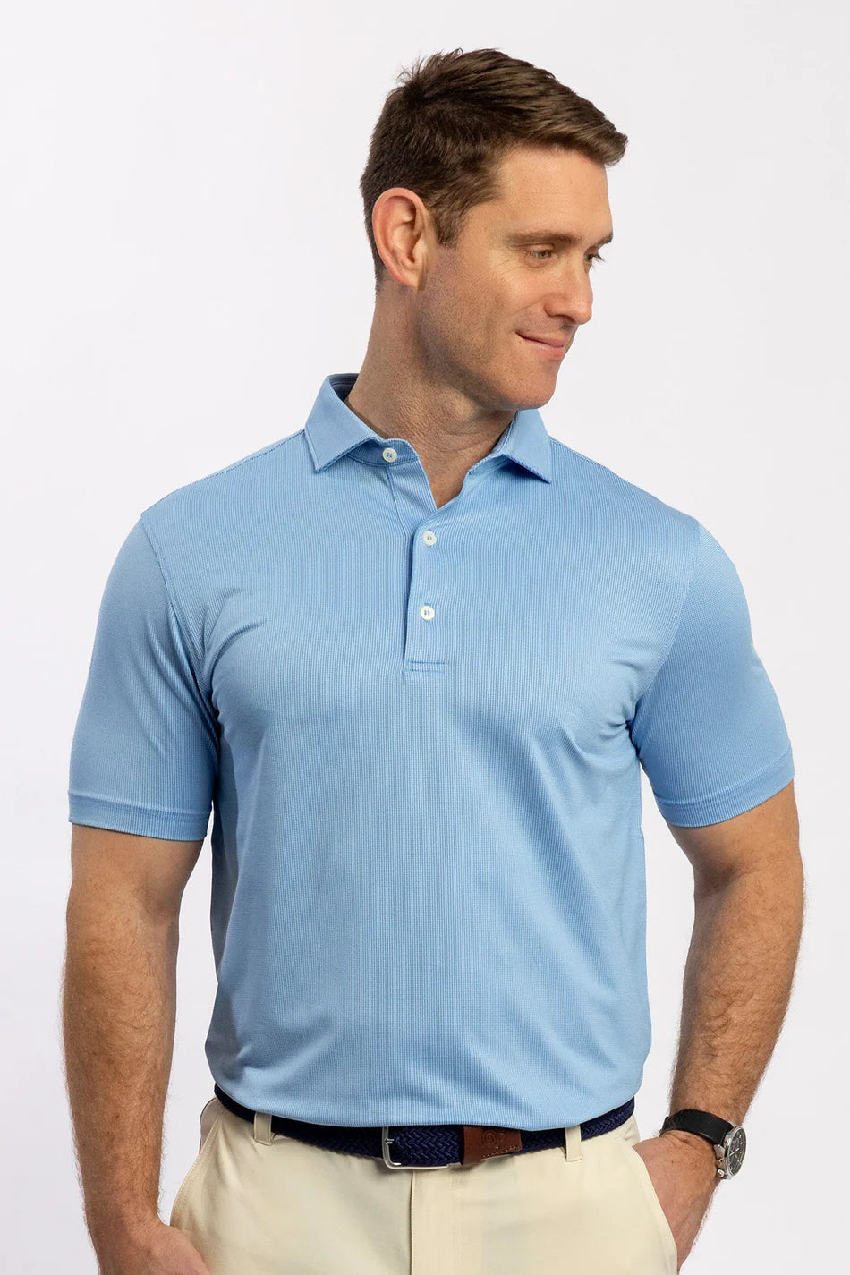 Wilcox Jacquard Polo - Azure