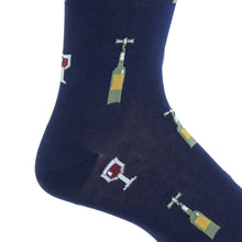 Load image into Gallery viewer, Navy w/Pine Green, Merlot and Gold Wine Glass/Bottle