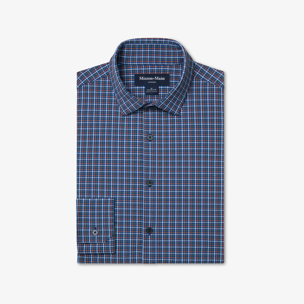 Leeward No Tuck Dress Shirt - Cobalt Plaid