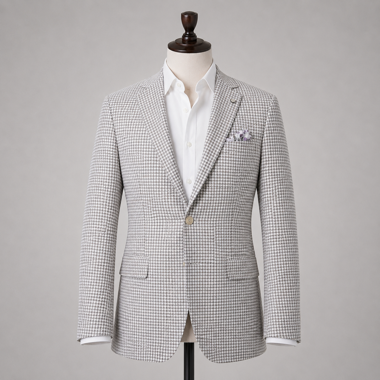 Beige/Grey Houndstooth Sport Coat