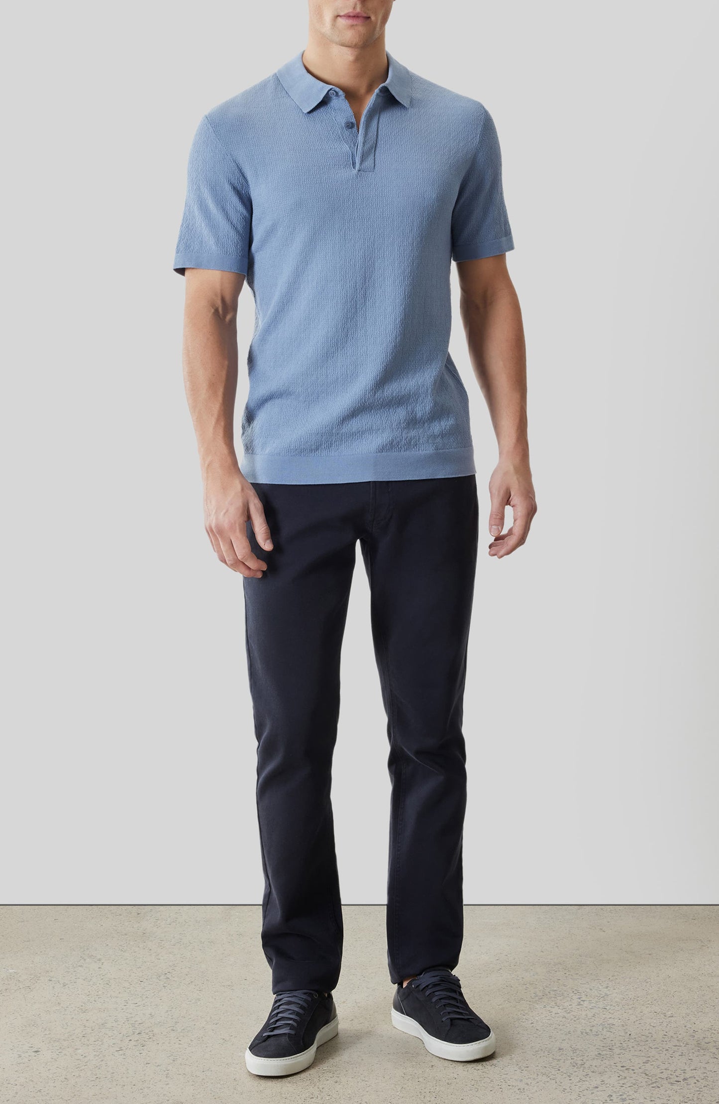 Halric SS Placket Polo - Washed Blue