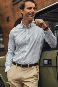 Leeward  Dress Shirt - White Hatch Mark