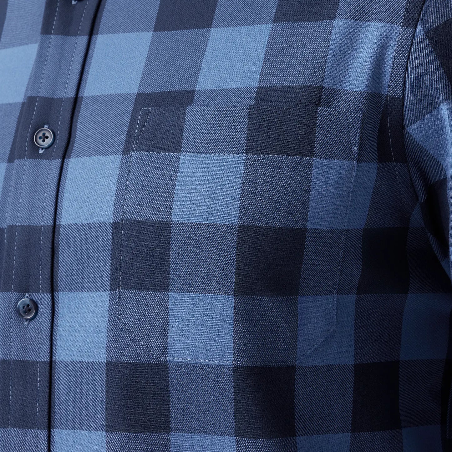 City Flannel Twill - Denim Blue Buffalo Plaid