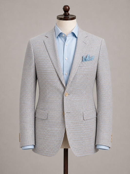 Soft Blue Houndstooth Sport Coat