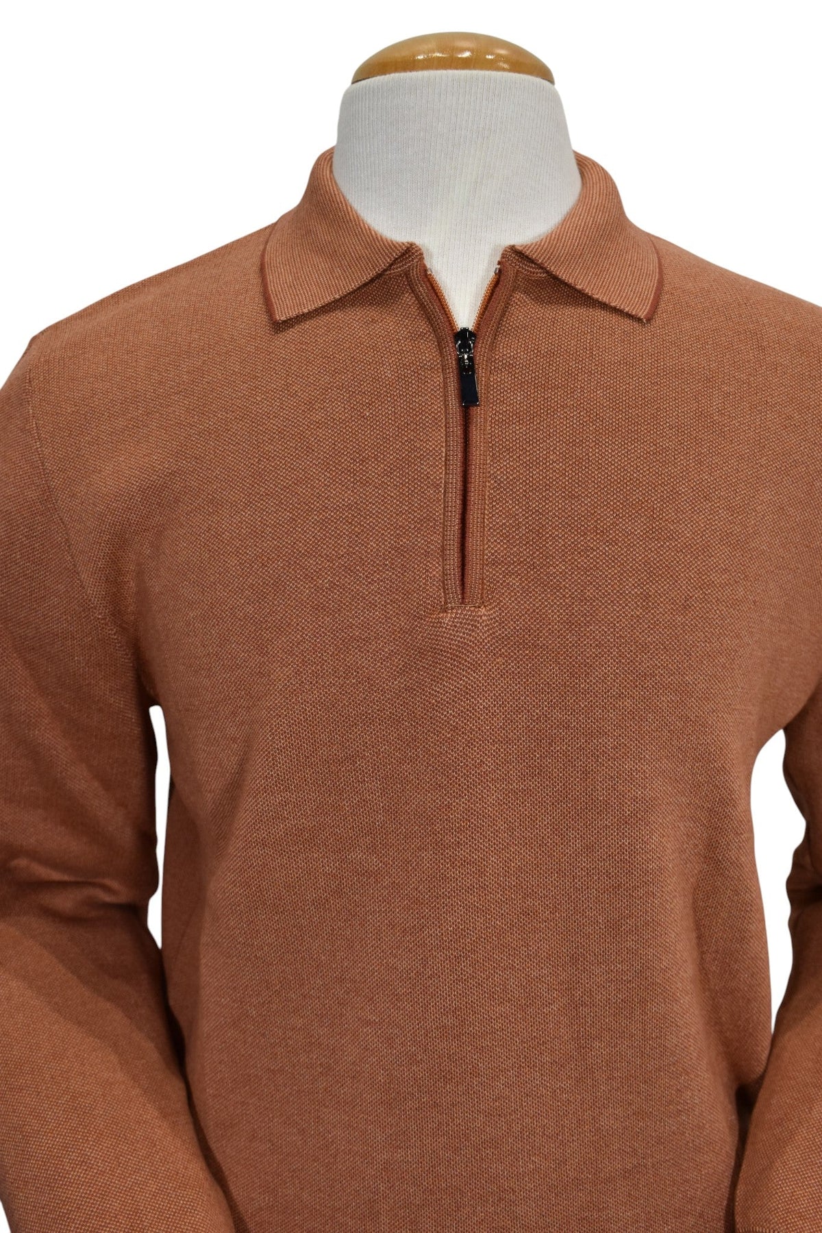 Birdseye Zip Polo - Copper