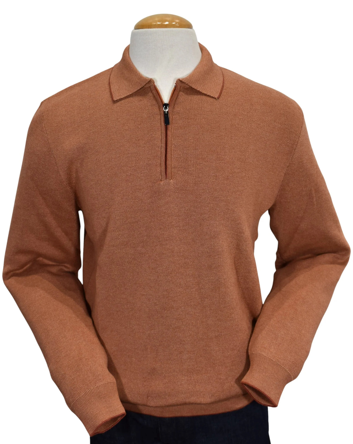 Birdseye Zip Polo - Copper