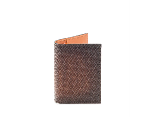 Midbrown Pebble Leather Card Fold Wallet