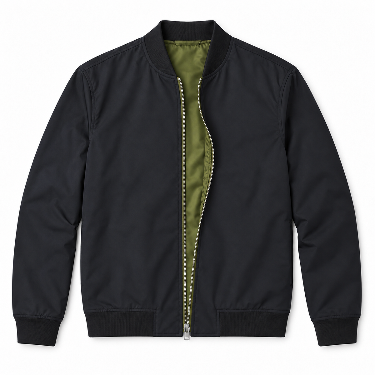 Reversible Bomber Jacket - Black and Olive