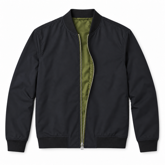 Reversible Bomber Jacket - Black and Olive