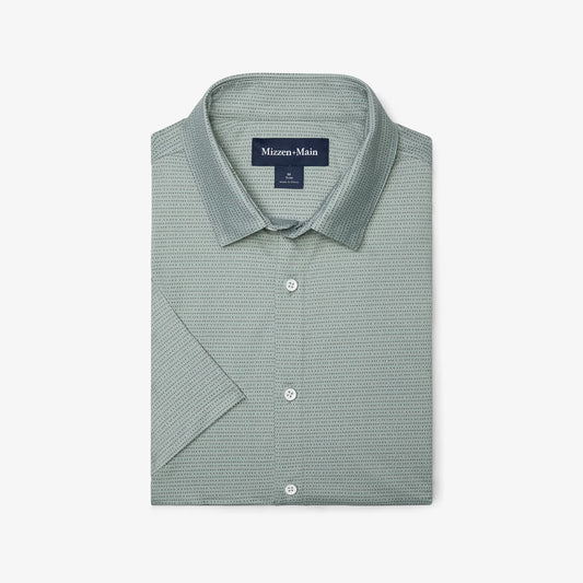 Leeward Short Sleeve - Pale Green Dot Stripe