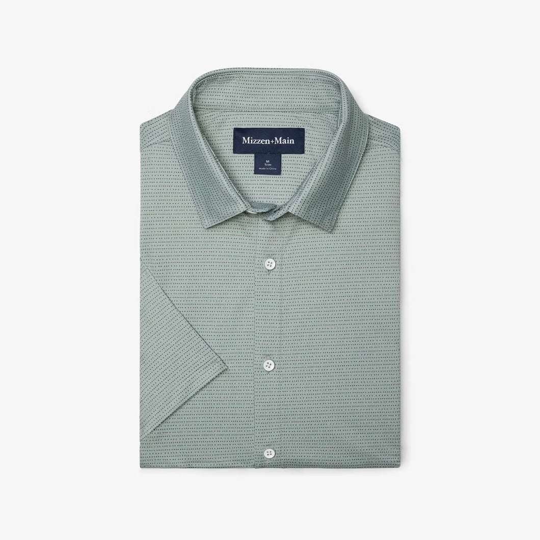 Leeward Short Sleeve - Pale Green Dot Stripe