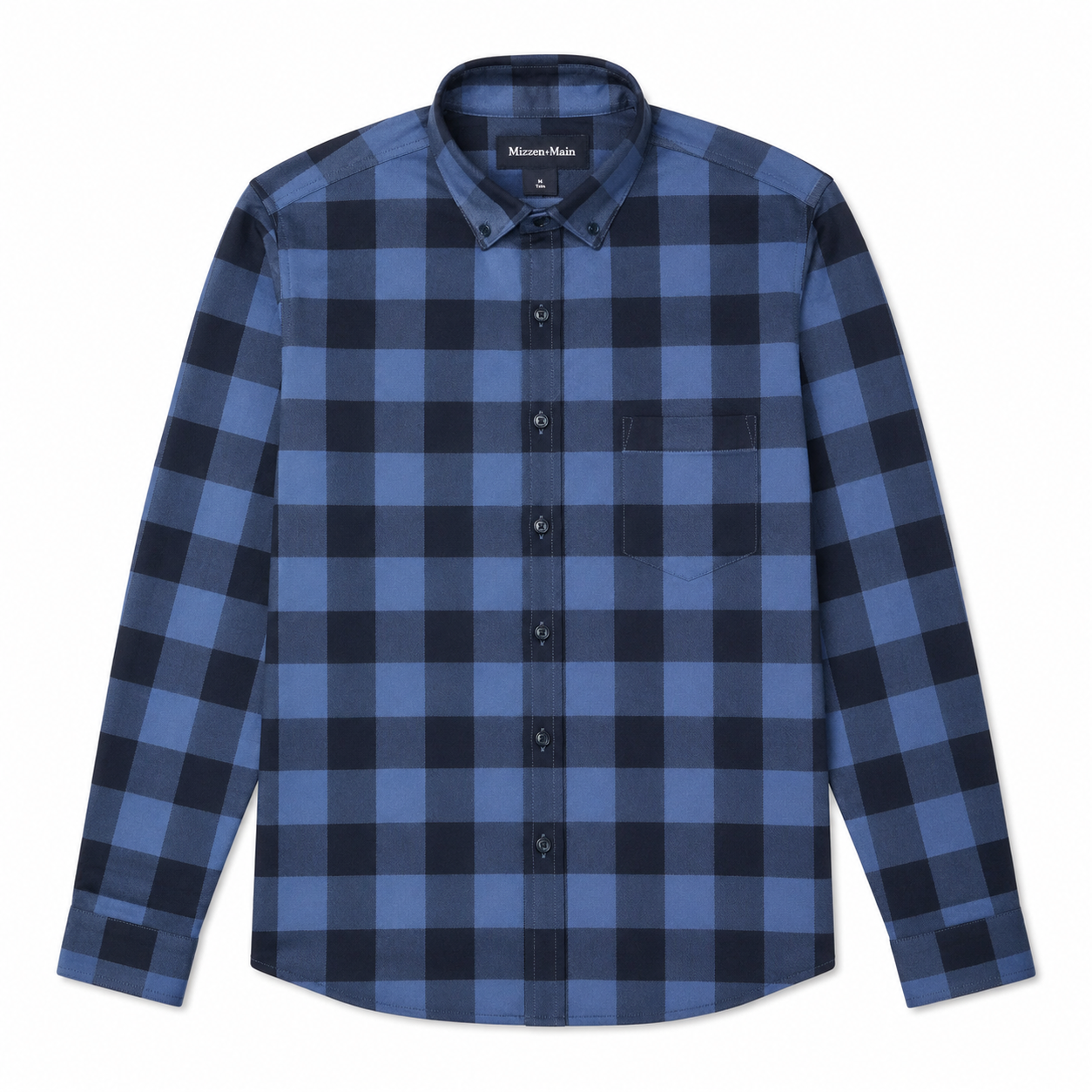 City Flannel Twill - Denim Blue Buffalo Plaid