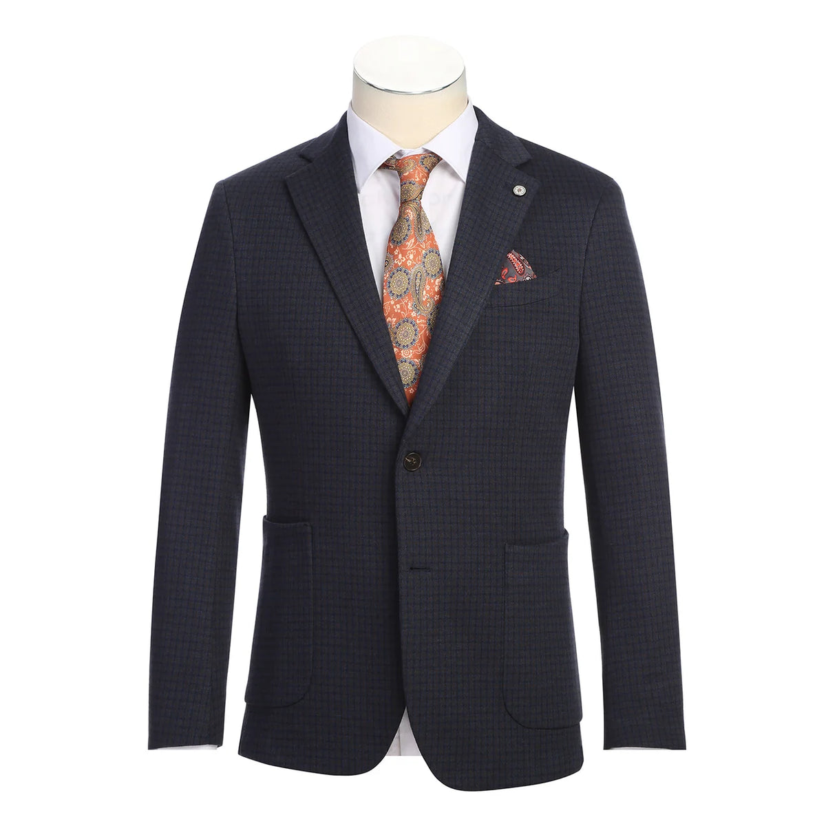 Riserva Solid Wool  Jacket - Brown and Navy