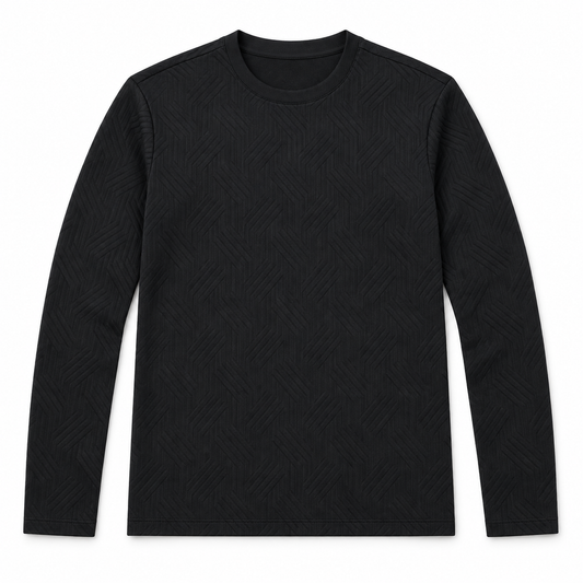 Anderson Long Sleeve Geometric T-Shirt - Black