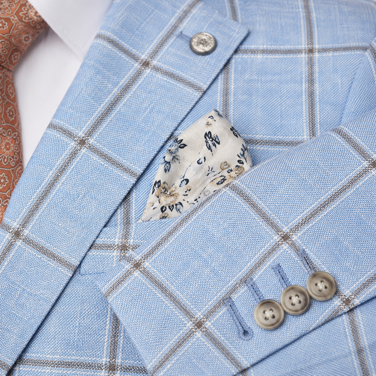 Light Blue/Beige Windowpane Sport Coat