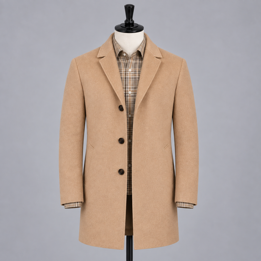 Slash Pocket Overcoat  - Light Camel