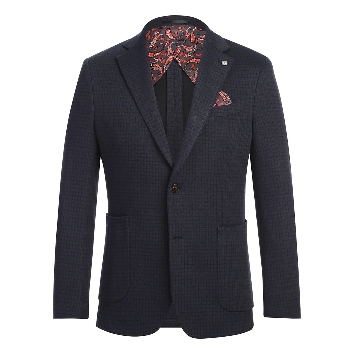 Riserva Solid Wool  Jacket - Brown and Navy