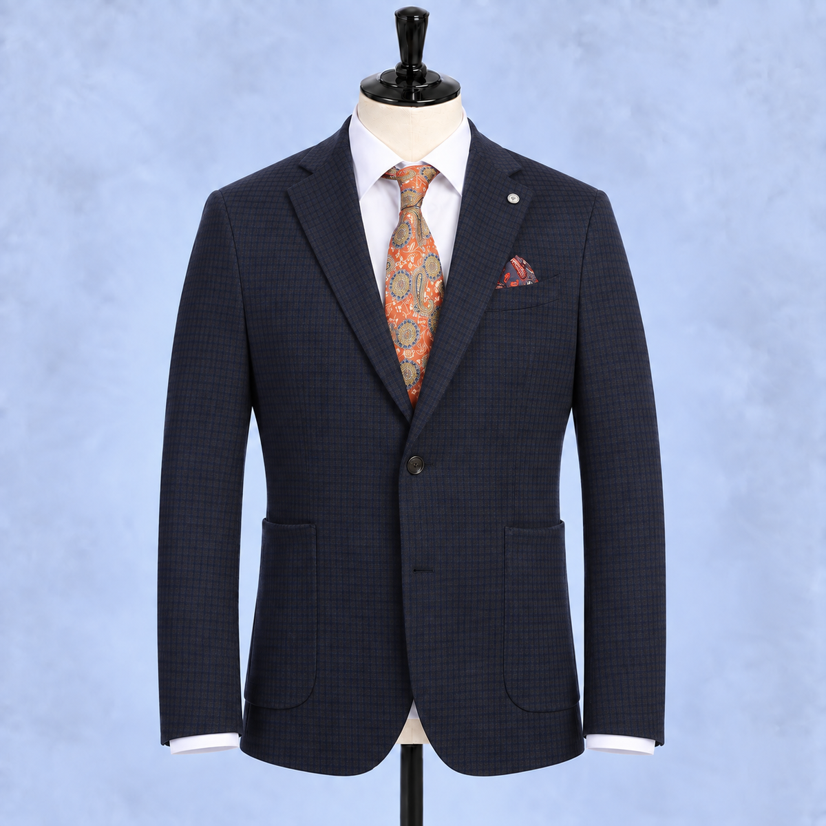 Riserva Solid Wool  Jacket - Brown and Navy