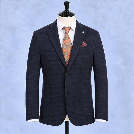 Riserva Solid Wool  Jacket - Brown and Navy