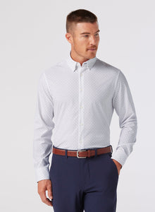 Leeward Dress Shirt - White Stacked Geo
