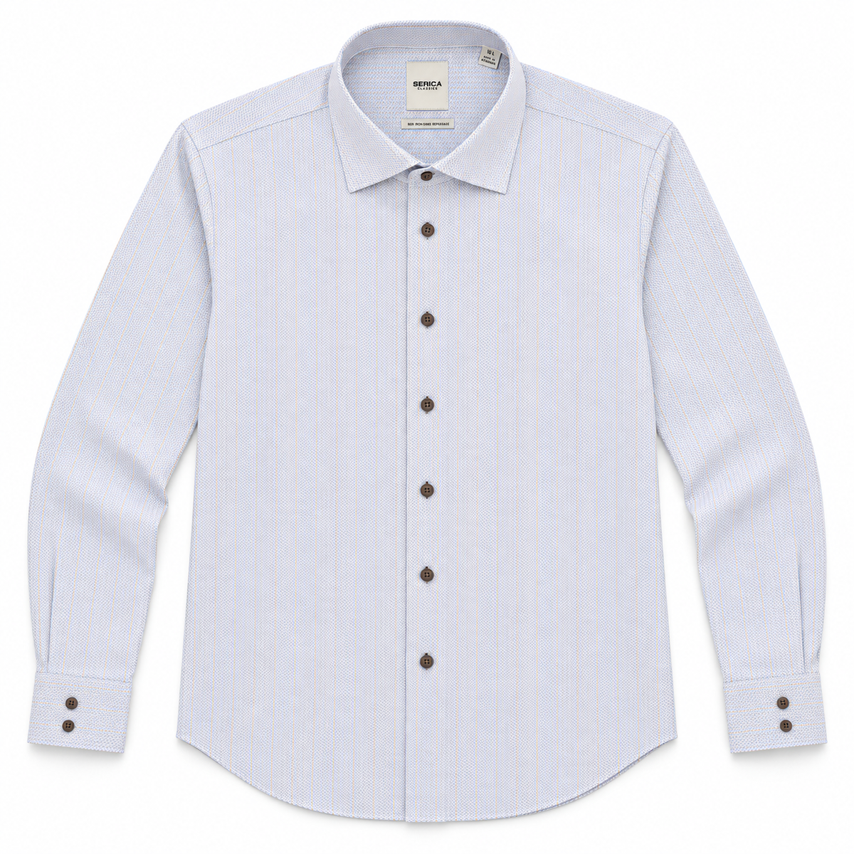 Beige with Brown Button Dress Shirt