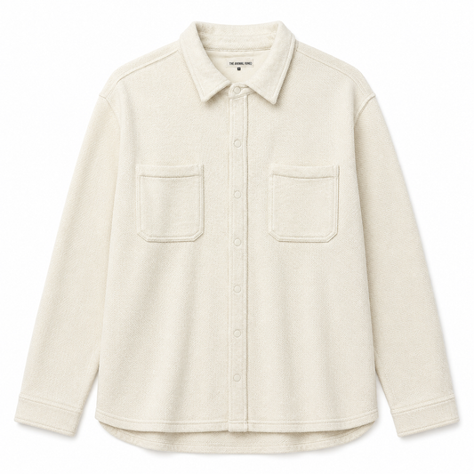 Looped Terry Button Up - Ecru