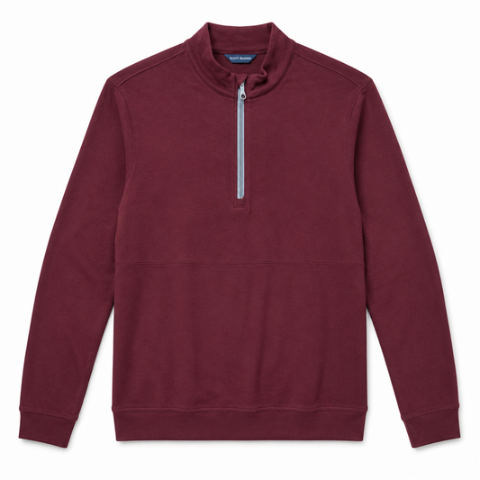 Stretch Fleece Quarter Zip Mock - Burgundy