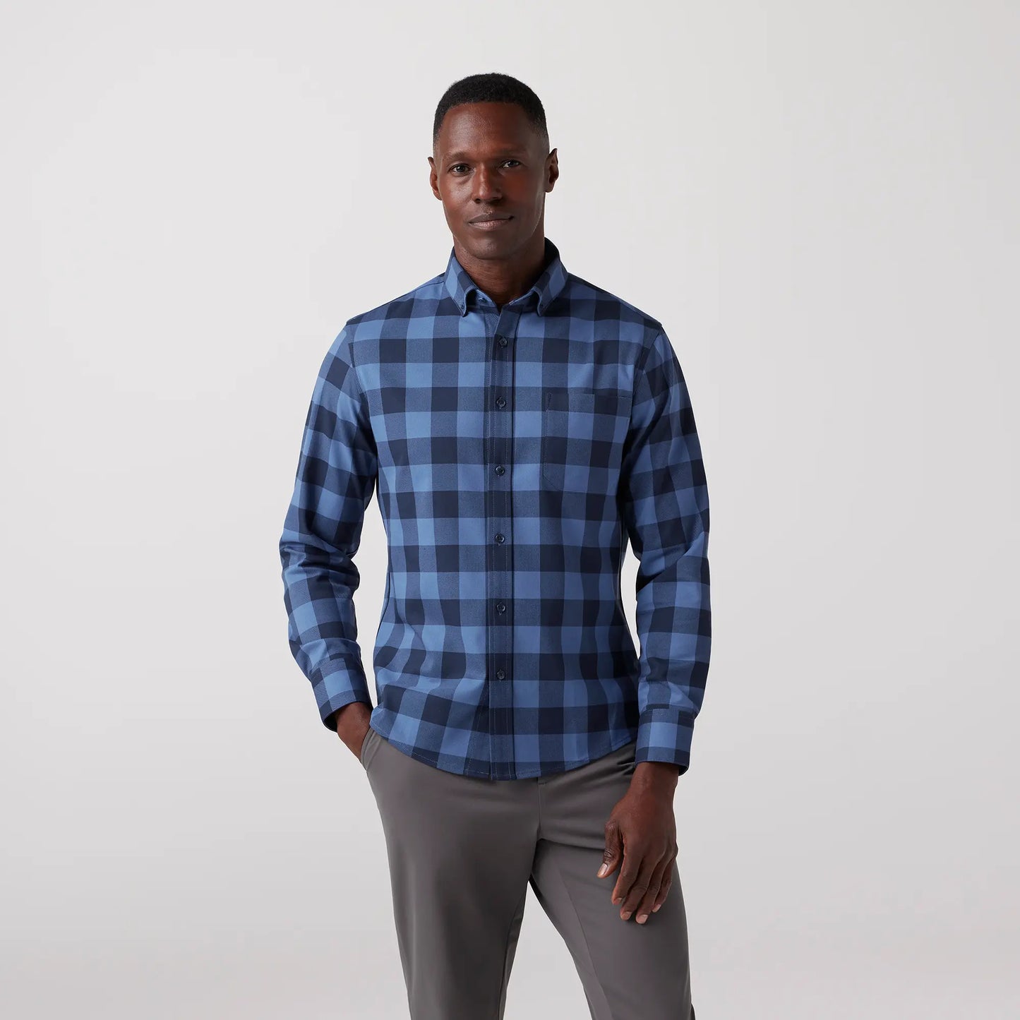 City Flannel Twill - Denim Blue Buffalo Plaid