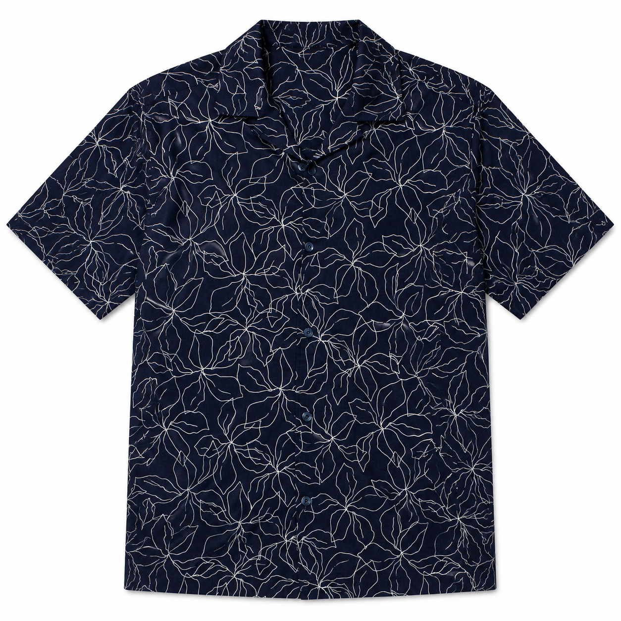 Button Up Short Sleeve Shirt -Navy