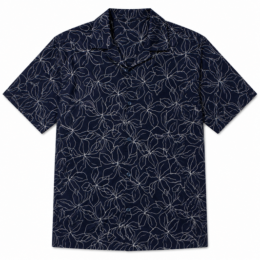 Button Up Short Sleeve Shirt -Navy