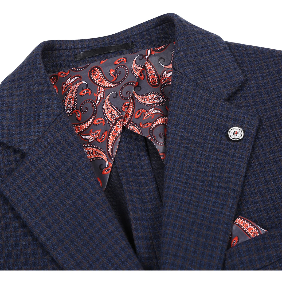 Riserva Solid Wool  Jacket - Brown and Navy