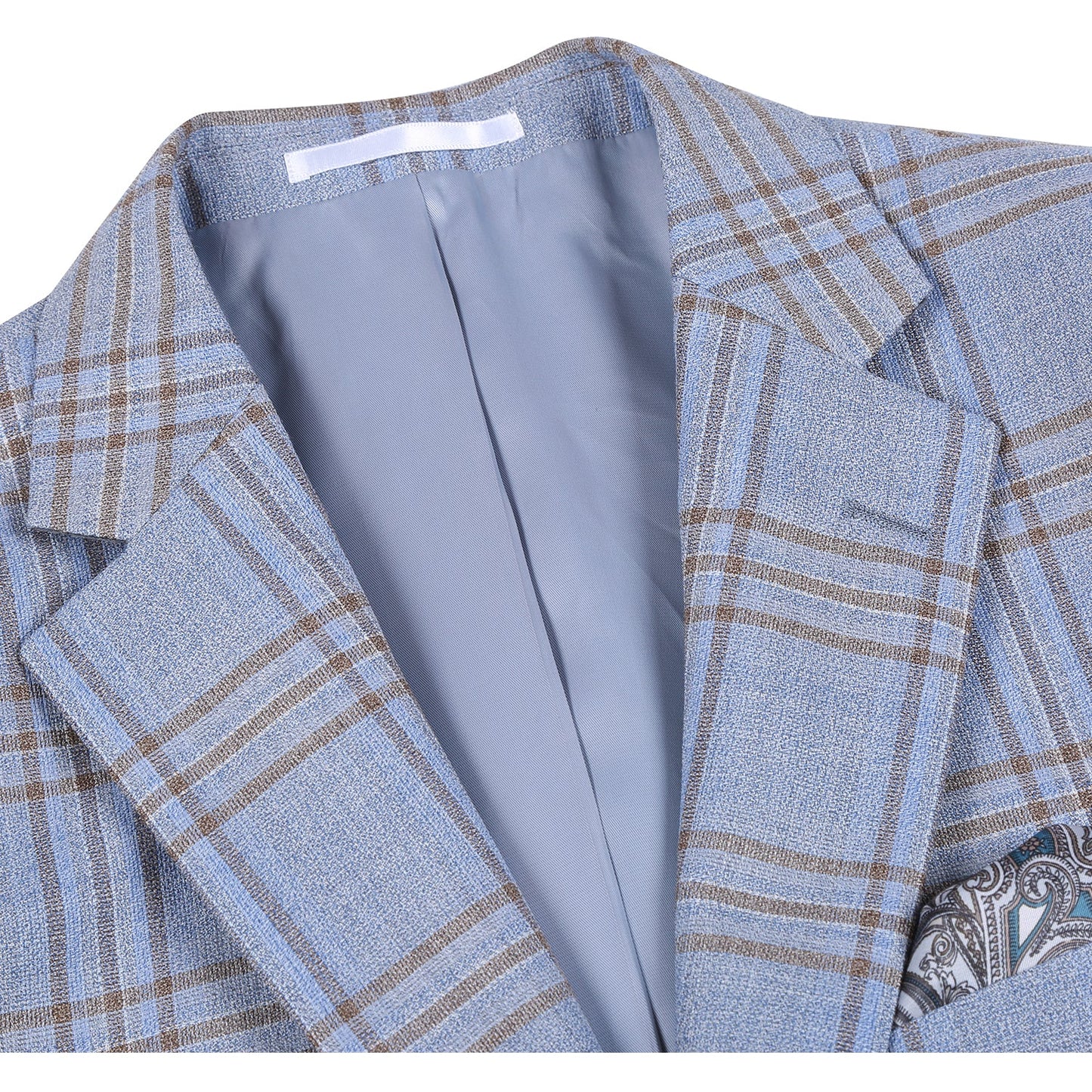 Light Blue/Beige Plaid Sport Coat