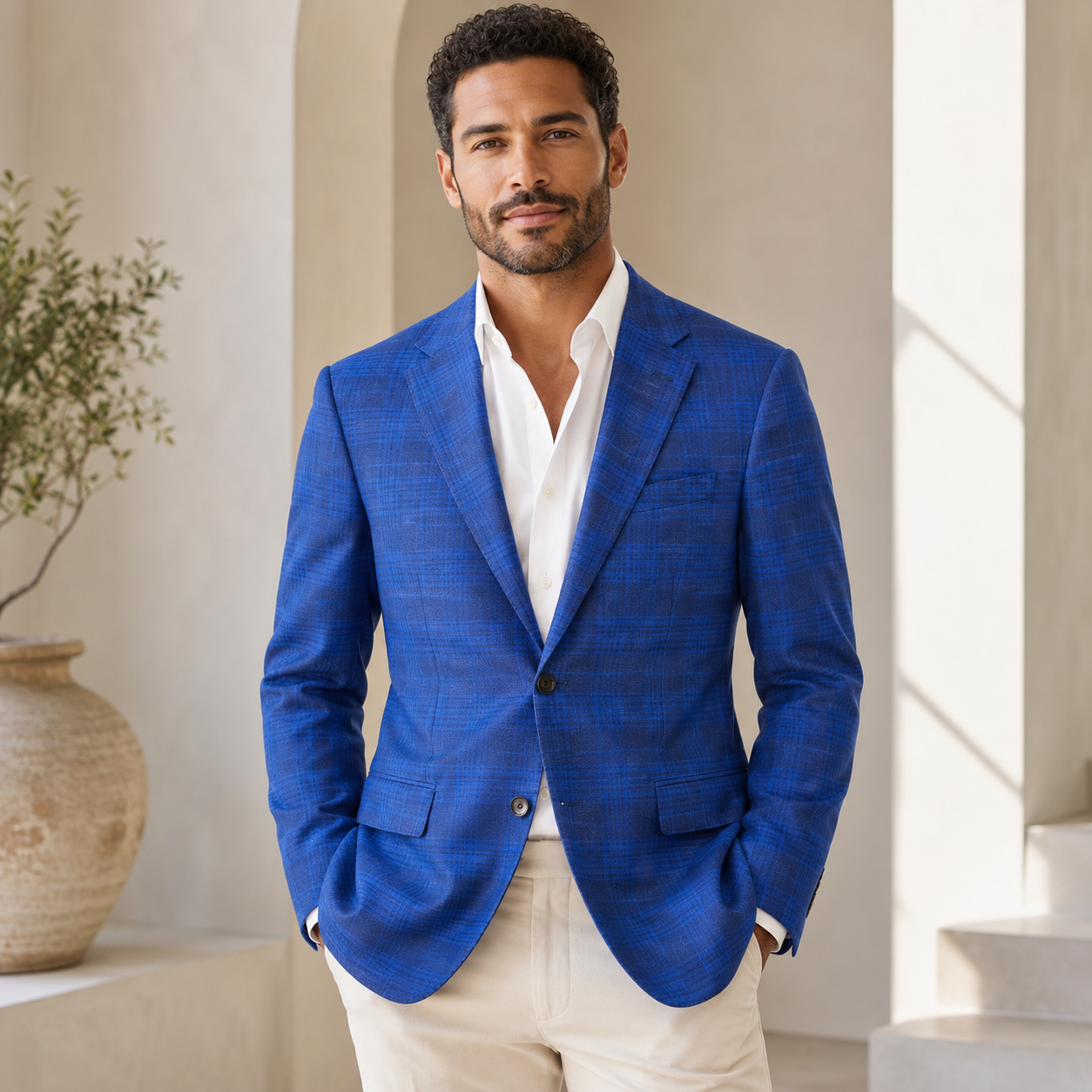 Zegna Traveller Blue Plaid Sport Coat