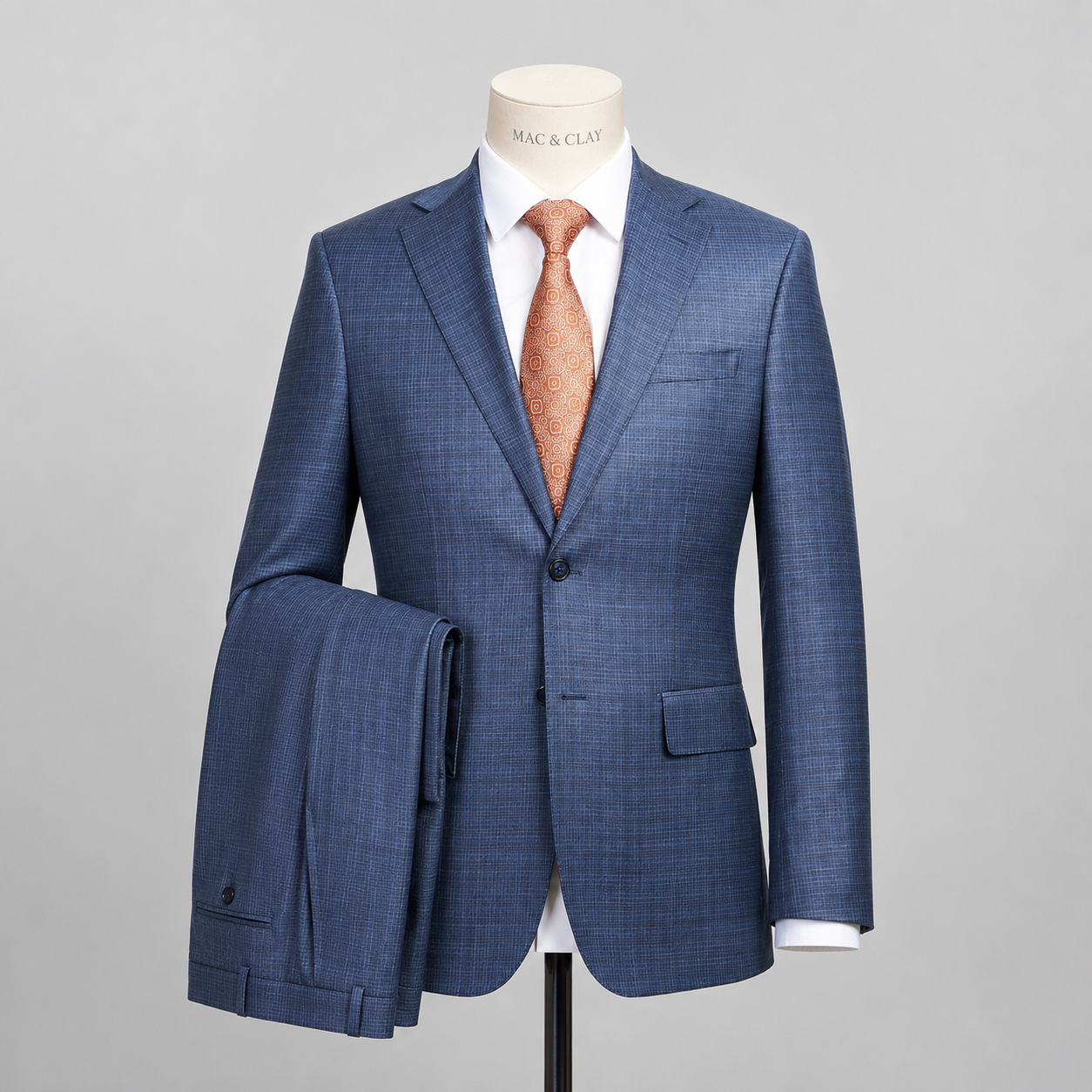 Blue Mini Check Plaid Suit