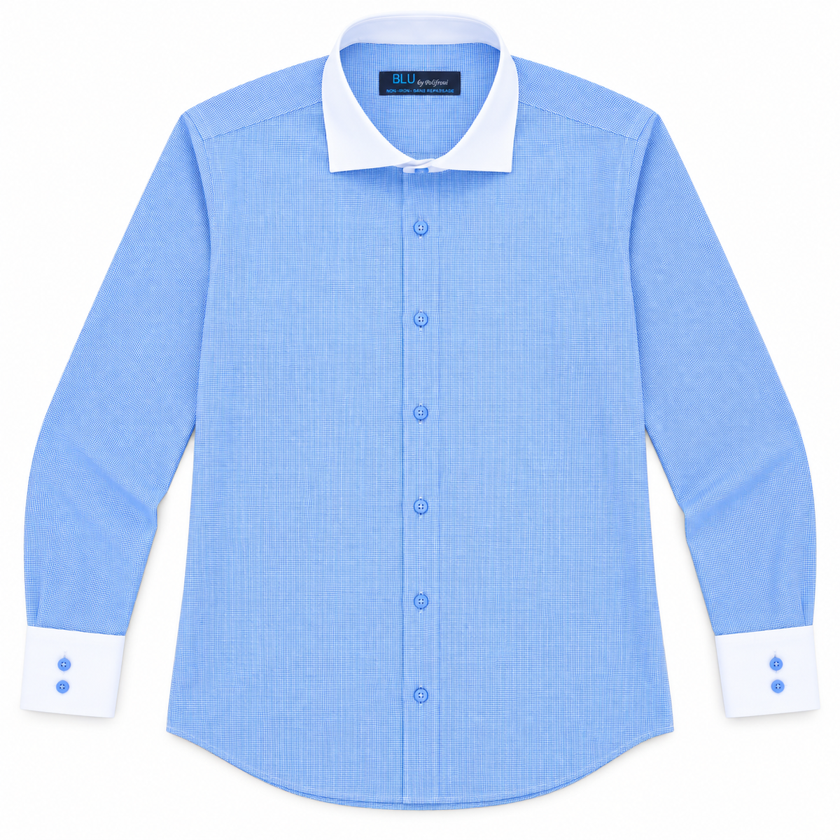 Blue with White Cuff/Collar Dress Shirt