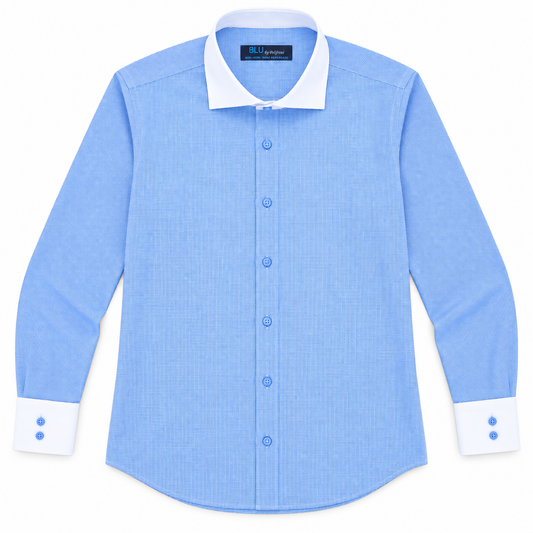 Blue with White Cuff/Collar Dress Shirt