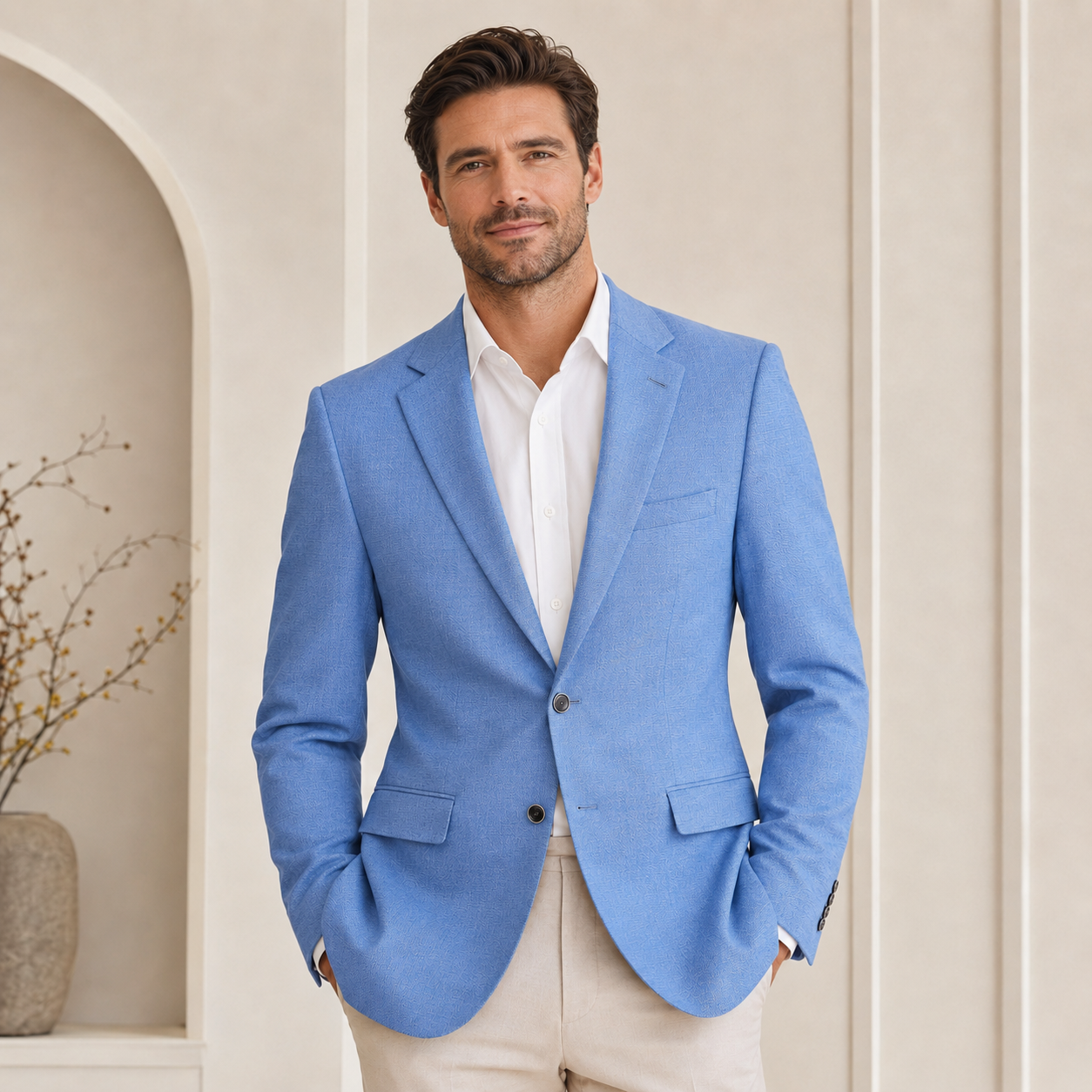 Light Blue Hopsack Sport Coat
