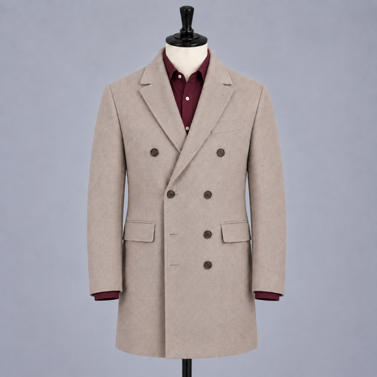 Peak Overcoat Herringbone - Tan