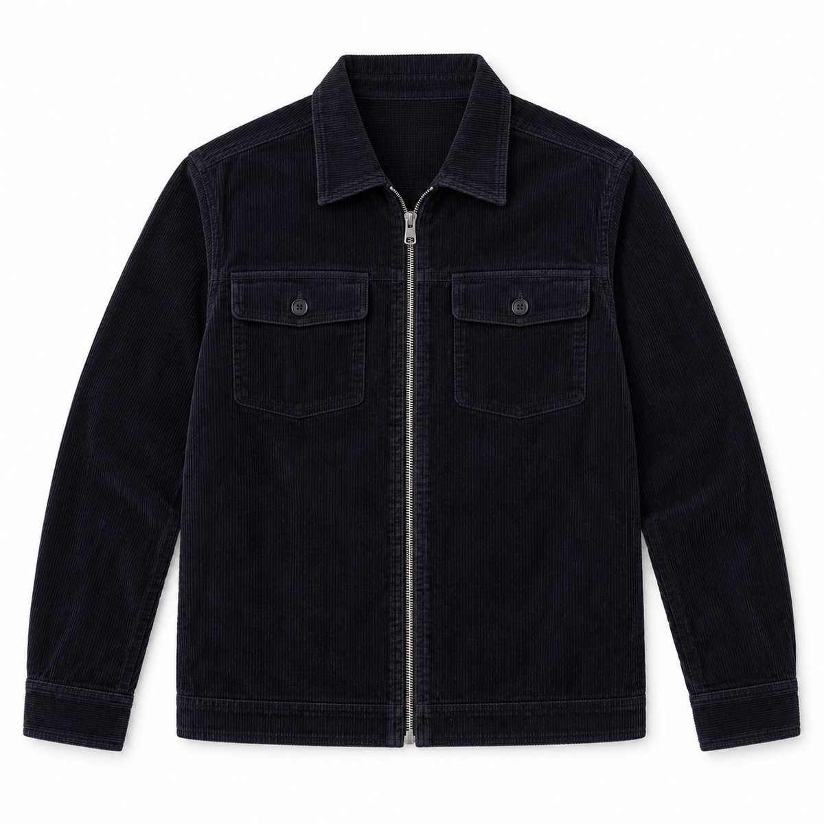 2-way Zip Corduroy Jacket - Dark navy